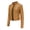 Brown, variant on Plus Size Tops for Women,Womens Blouses,Casual Women's Collar Neck Summer Outwear Pocket Zipper Regular Women's Hoodless Faux Leather Long Sleeve Tops