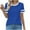 Blue, variant on Women's Casual Tshirts Short Sleeve Polyester T Shirts Summer Trendy Pleated Front Crewneck Color Block Tops (XL, Pink)