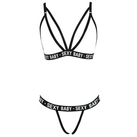 

〖Roliyen〗Lingerie For Women Set Lingerie Patchwork Women G-String Underwear Letter Fashion Solid