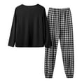 thumbnail image 5 of Bibifish Womens Pajama Sets Cozy Long Sleeve Plaid Loungewear Sets Crew Neck Tops And Pants Comfy Home Wear Sleepwear For Ladies, 5 of 5