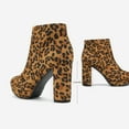 thumbnail image 2 of Dream Pairs Women's New Slip On Ankle Boots Chunky High Heel Side Zipper Boots STOMP LEOPARD Size 8, 2 of 5