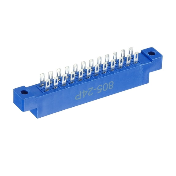 Card Edge Connector Blue Socket 24 Pin Solder Eyelet 3.96mm Pitch for Printed PCB Circuit Board