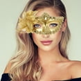 thumbnail image 5 of Unique Bargains Halloween Christmas 1 Pc Lily Princess Half Face Party Mask for Masquerade Party Gold Tone, 5 of 5