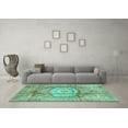 thumbnail image 3 of Ahgly Company Indoor Square Abstract Turquoise Blue Modern Area Rugs, 4' Square, 3 of 4