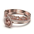 thumbnail image 4 of Beautiful Art Deco 2.25 Carat Pear Cut Affordable Morganite And Diamond Moissanite Engagement Ring, Classic Wedding Ring, Two Matching Band in 925 Sterling Silver With 18k Rose Gold Plating, 4 of 4