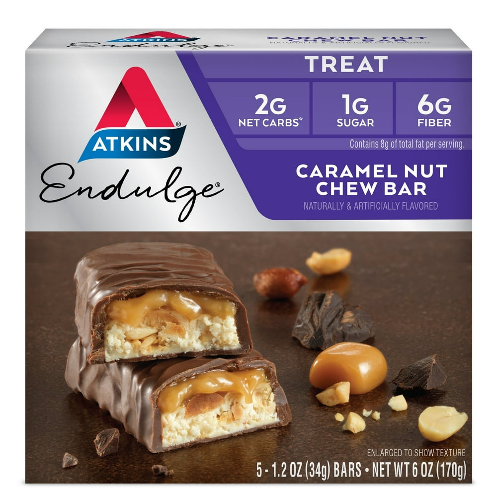 Atkins Endulge Treat, Caramel Nut Chew Bar, Keto Friendly, 5 Count