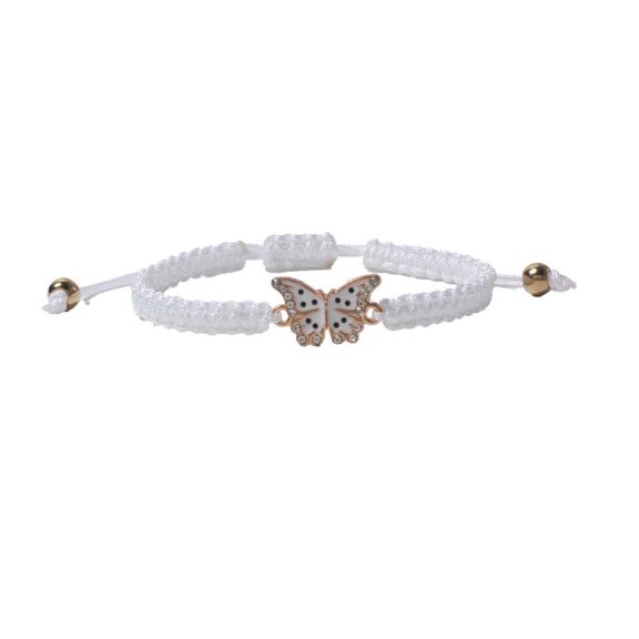 Fiaya Women Butterfly Woven Bracelet, 1Pc Adjustable String Butterfly Friendship Bracelets, Handmade Braided Rope Bracelets for Women Men Jewelry Gifts (A-White)