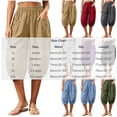 thumbnail image 3 of Zulora Women's High Waisted Wide Leg Capri Pants Stretchy Elastic Waist Pleated Cropped Trousers Loose Casual Summer Pants, 3 of 8