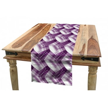 Abstract Table Runner, Trippy Digital Shapes Curved Lines Pattern Modern Illustration, Dining Room Kitchen Rectangular Runner, 3 Sizes, by Ambesonne