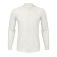 thumbnail image 2 of 2DXuixsh Long Sleeve Dressy Shirts Beach O Neck Casual Sleeve Men's Solid Top Blouse Fashion Long Button Men's Blouse Button Collar Fitted Dress Shirts for Men White Xl, 2 of 3