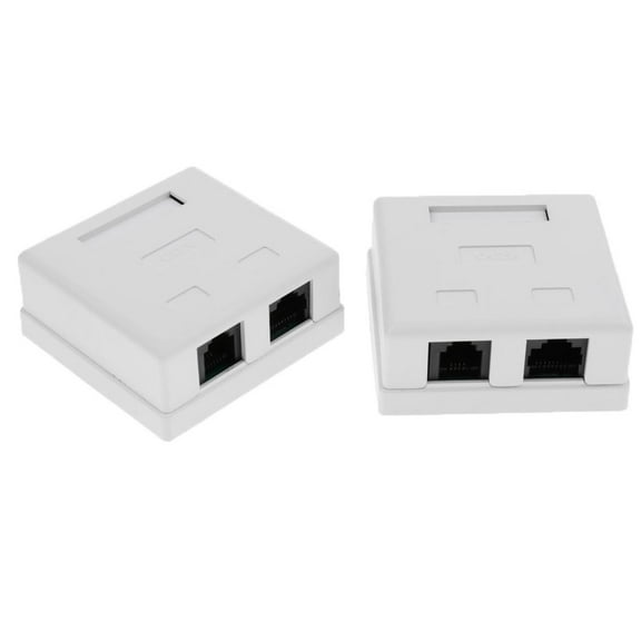 2Pieces 2-Port cat six 8P8C Net Cable Wall Surface Mount Box