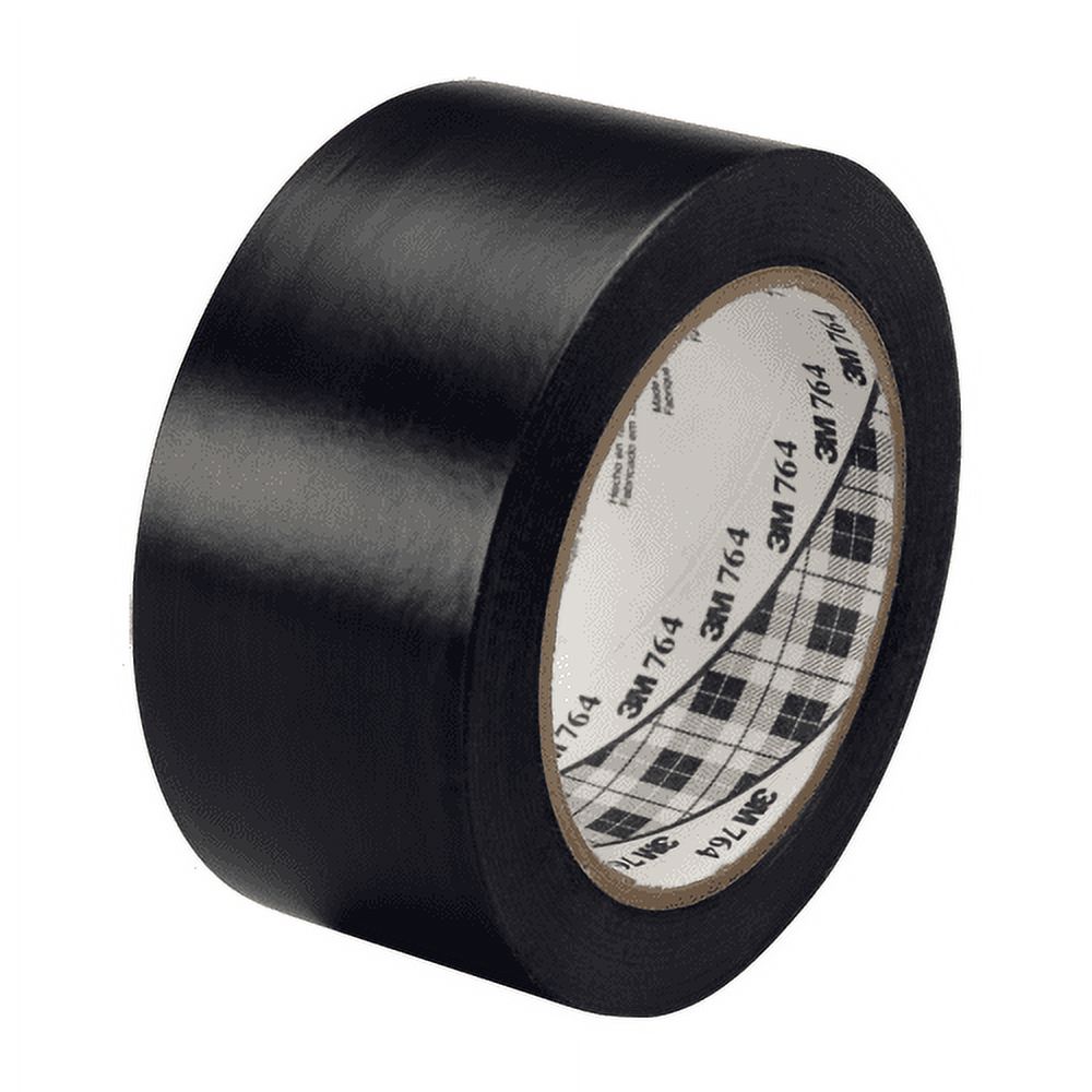 3M General Purpose Vinyl Tape 764 Black 2" X 36 Yard Roll (6 Pack)