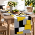 thumbnail image 2 of Table Runner 72 Inches Long for Kitchen Dining, Yellow Grey Black Geometric Dresser Scarf Farmhouse, Dining Table Decorations for Wedding/Parties, Middle Century Art Abstract Aesthetics 18 x 72 In, 2 of 9