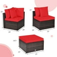 thumbnail image 2 of Patiojoy 4-Piece Outdoor Rattan Sofa Set Sectional Conversation Couch Ottoman Red, 2 of 6