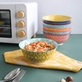 thumbnail image 3 of Selamica Juego De Tazones De Cereales De Porcelana De 7 Pulgadas - Juego De 6 Tazones De Cerámica Juego De Tazones De Sopa Para Ensalada De Sopa De Cereales Y Pasta Colores Surtidos, 3 of 5