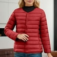 thumbnail image 2 of Bibifish Women's Down Jackets Casual Collarless Button Front Lightweight Jackets Winter Daily Wear Packable Down Jackets With Pockets, 2 of 5