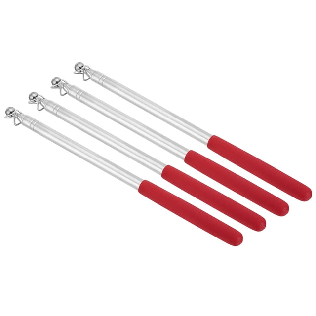 Unique Bargains 1.6M/5.2ft Telescopic Handheld Flagpoles, 4Pcs Teachers Pointer Stick Red