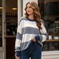 thumbnail image 2 of Sorvello Sweaters for Womens Oversized Sweaters Lightweight Knit Color Block Pullover Sweater Fall Winter Blue 2XL, 2 of 5