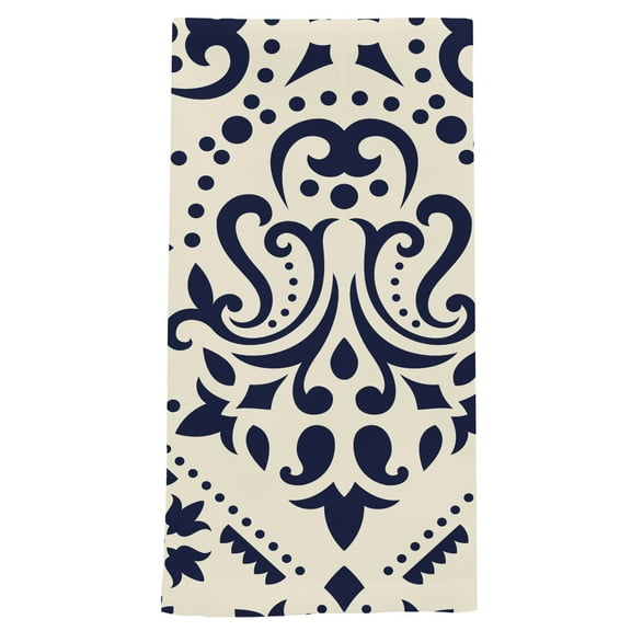 Briarwood Lane Navy and Tan Damask Cotton Hand Towel