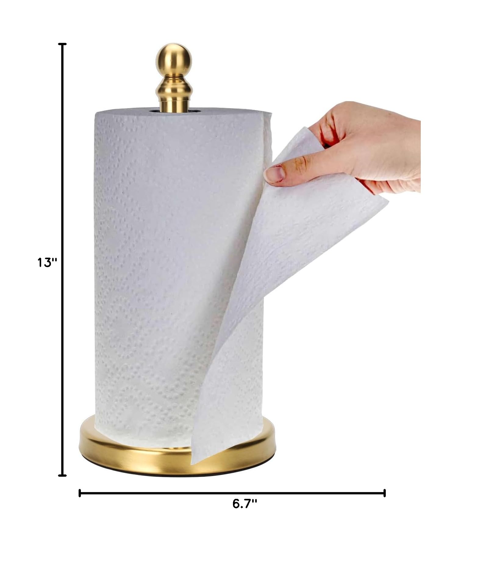 Paper Towel Holder Countertop  Standing Roll For Kitchen Bathroom With Weighted Base One-handed Operation (gold)