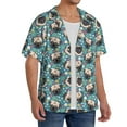 thumbnail image 2 of Susaid PUG HEAD And Flower Print Men's Polo Shirts Button Down Short Sleeve Casual Summer Beach Vintage Shirts for Men-Medium, 2 of 5