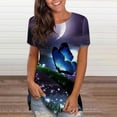 thumbnail image 1 of Puntoco - Blusa de manga corta con estampado digital de mariposa y cuello redondo para mujer Puntoco Puntoco-8375, 1 of 5