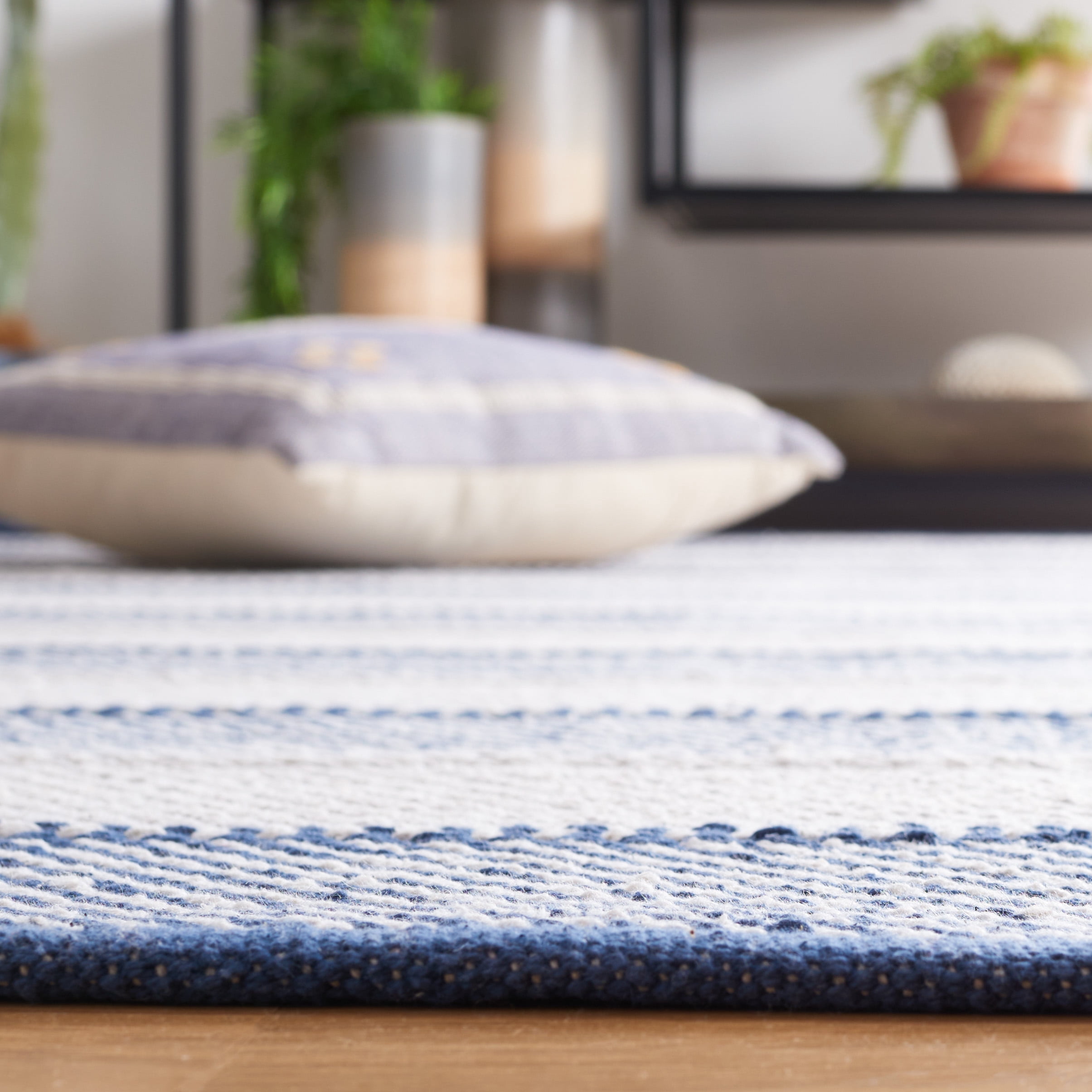 SAFAVIEH Striped Kilim Yadira Striped Cotton Area Rug, Grey/Blue, 3' x 5'
