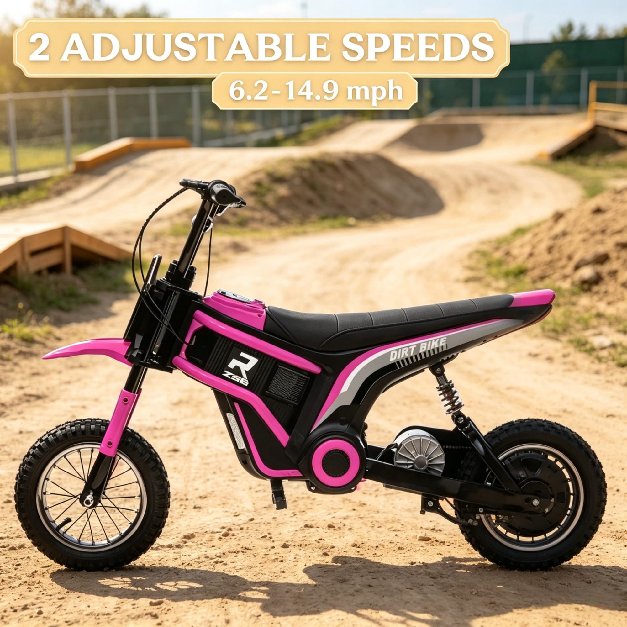 24V 350W Kids Dirt Bike, Electric Motorized, 15 MPH Top Speed, Twist Grip Throttle, Pink