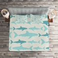 thumbnail image 2 of Ambesonne Ocean Quilted Coverlet 3 Pcs, Swimming Sharks in Sea, King Size, Turquoise Beige Teal, 2 of 2