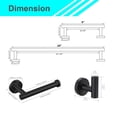 thumbnail image 5 of 5 Pieces Bathroom Hardware Set 9" + 24" Towel Bar Tissue Paper Roll Holders 2x Wall Mounted Hook Brushed Matte Black Heavy Duty 304 Stainless Steel, 5 of 6