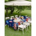 thumbnail image 4 of Outdoor Tablecloth with Umbrella Hole for Patio/Picnic/Party/Camping, 4th of July Waterproof Table Cloth Rectangle Table Cover Washable, Independence Day Patriotic Flowers Cats Navy Blue (60"x 84"), 4 of 9