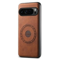 Phone Case for Google Pixel 9 / 9 Pro, Strong Magnetic Compatible with Mag-Safe, Vintage PU Leather Men Women Cover, Non-Slip Grip Shockproof Protective Bumper Case for Pixel 9 Pro XL, Brown