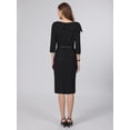 thumbnail image 3 of INSPIRE CHIC Women's 3/4 Sleeve Pencil Dress Lapel Boat Neck Office Work Knee Length Dresses with Belted S Black, 3 of 5