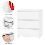 Homfa White Nightstand with 3 Drawers Set of 2, Sofa Table for Living Room, Modern Wooden Storage Cabinet for Bedroom