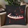 thumbnail image 5 of Set of 2 18x18in Throw Pillow Covers with Artistic Piano Keyboard Design Vibrant Musical Notes in Red & Orange on Dark Background, 5 of 8