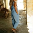 thumbnail image 4 of KDDYLITQ Denim Jumpsuit for Women Vintage Loose Fit Overalls Button Front Wide Leg Bib Jean Jumpsuit Adjustable Strap Casual Y2K Sleeveless Romper Pants with Pockets Light Blue 2XL, 4 of 5
