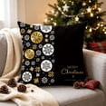 thumbnail image 4 of Christmas Pillow Cover, Black Gold Light Luxury Reindeer Snowman Cushion Case, Square Soft Fabric Throw Case for Sofa Living Room Decor, 4 of 5
