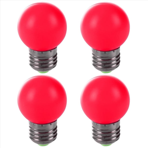 4X E27 LED Luz Rojo Calido Bombilla Lampara de Plastico (0,5 W Potencia, Rojo)
