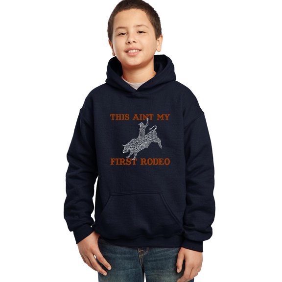 LA Pop Art Boy's Word Art Hooded Sweatshirt - This Aint My First Rodeo