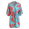 thumbnail image 3 of Valora Women's Casual Tennis Dress 1 Womens Floral Neck Knot Front A Line Short Dress Blue M, 3 of 4