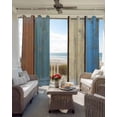 thumbnail image 6 of Blue Beige Board Blackout Curtains for Bedroom Living Room Darkening Curtains 63 Inches Long Vintage Wood Grain Window Curtain 2 Panels Set Thermal Insulated Window Treatment Grommet Drapes 42"x63", 6 of 9