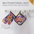 thumbnail image 4 of Yayeee Oven Mitts and Pot Holder Set of 2 Heat Resistant Kitchen Gloves Baking Hot Pad, Colorful Painted Flowers Pattern, 4 of 5