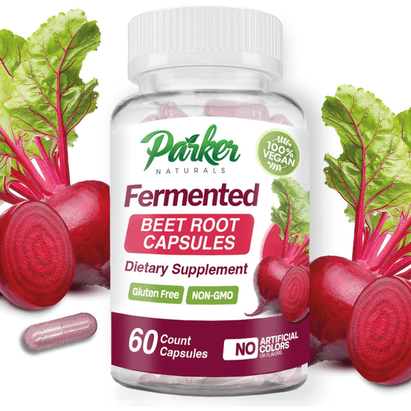 Parker Naturals Fermented Beet Root Capsules - Organic Blend, 60 Count