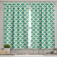 thumbnail image 2 of Ambesonne Geometric Valance & Curtain, Seventies Retro Form, 55"x45", Orange White Teal, 2 of 7