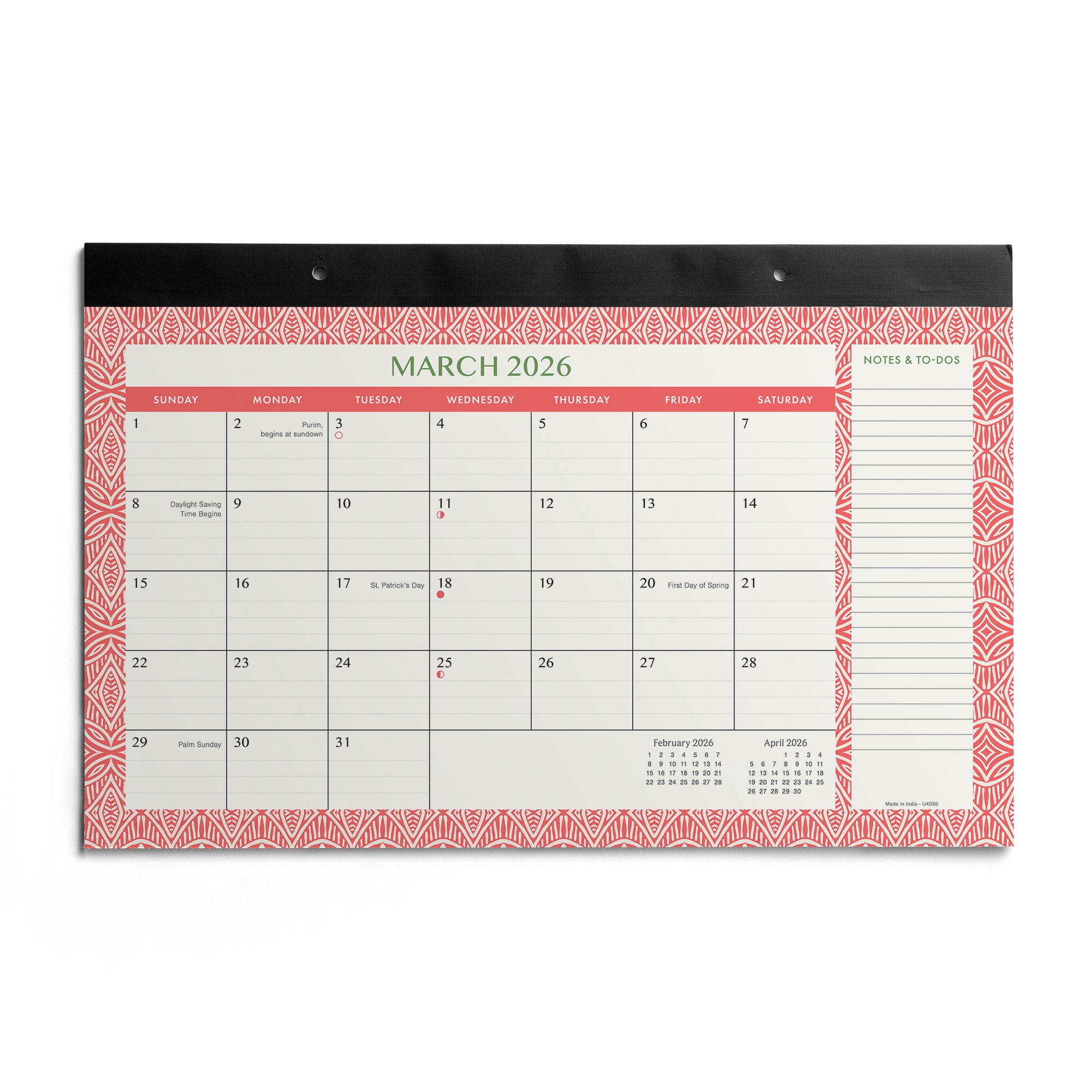 Pen+Gear Monthly Desk Pad (17"x11") Pattern Border 12 Month Jan 2026-Dec 2026