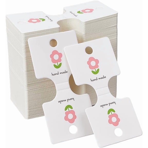 200Pcs 3.66 x 1.77 Inch White Jewelry Display Cards Bracelet Holder Cards Fold Over Paper Flower Rectangle Hanging Cardstocks for Selling Packaging Necklaces Bracelets Jewelry Hair Clips White