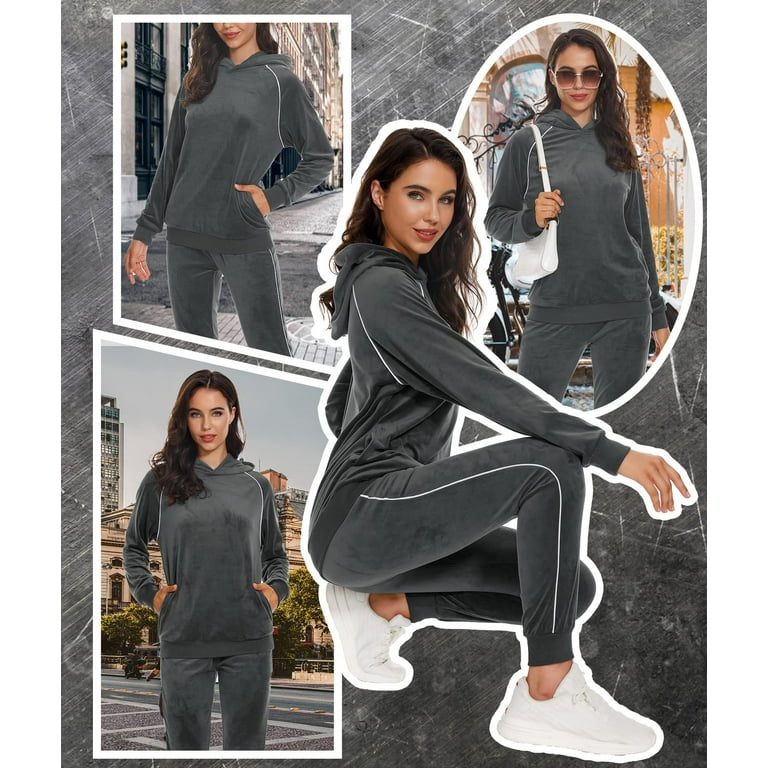 Womens grey velour tracksuit sale