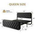 thumbnail image 4 of Honfach Queen Size Metal Bed Frame with Leather Headboard, Heavy-Duty Platform Bed Frame, Thicker Metal Steel Slats Support, 12'' Under-Bed Space, Black, 4 of 7