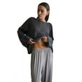 thumbnail image 3 of Women Oversized Long Sleeve Sheer Mesh Knit Sweater Tops Y2K Summer Loose Hollow Out Pullover Jumper Shirt Beach Dark Gray L, 3 of 9