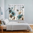 thumbnail image 3 of Teal Tulip Butterfly Kitchen Curtains Window Panels, Beige Turquoise Floral Blue Coastal Insulated Window Treatment Curtain, Grommet Curtains for Bedroom/Living Room/Bathroom, 2 Piece 42"Wx63"L, 3 of 8